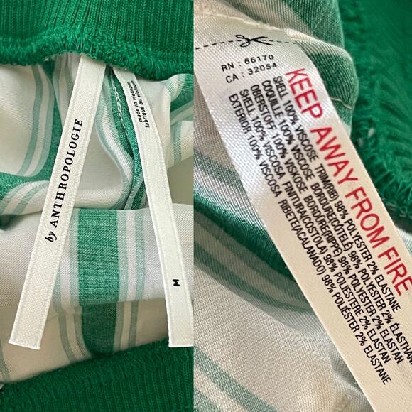 ANTHROPOLOGIE Silky Stripe Bermuda Boxer Shorts in Green Cream  Size M - Picture 9 of 11